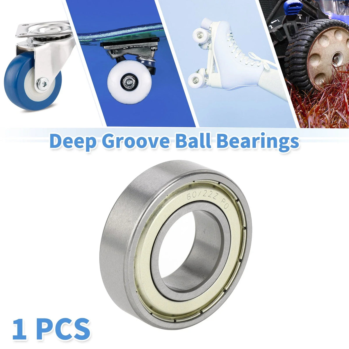 Deep Groove Ball Bearing 22x44x12mm for Scooter Skateboard (1 Pc)