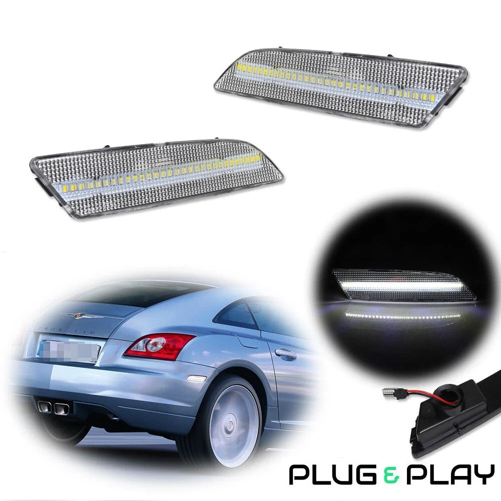 Clear White LED Rear Side Marker Lights for Chrysler Crossfire (2004–2008)