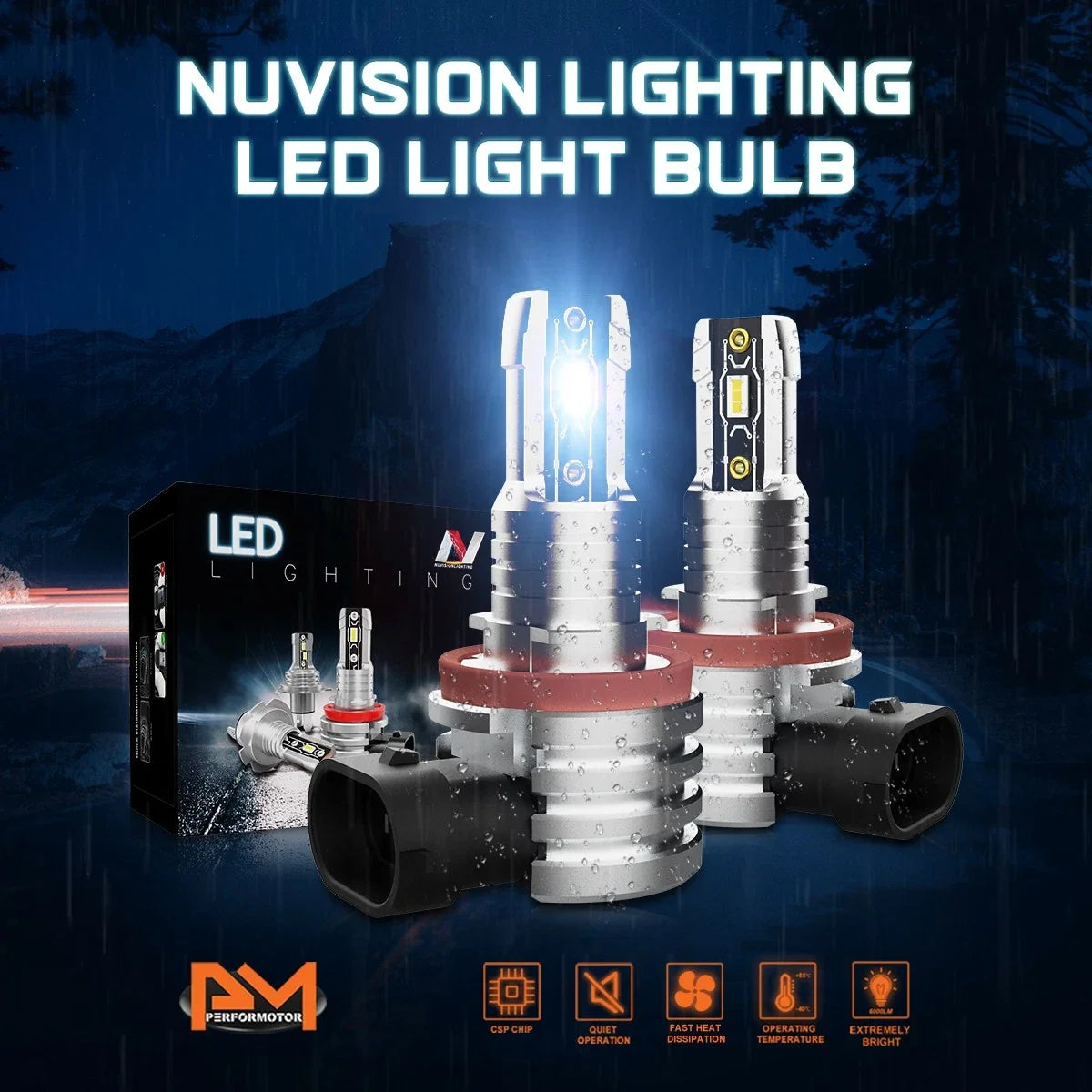 2400LM H8 LED Headlight Bulb 6500K Compatible with NUVISION