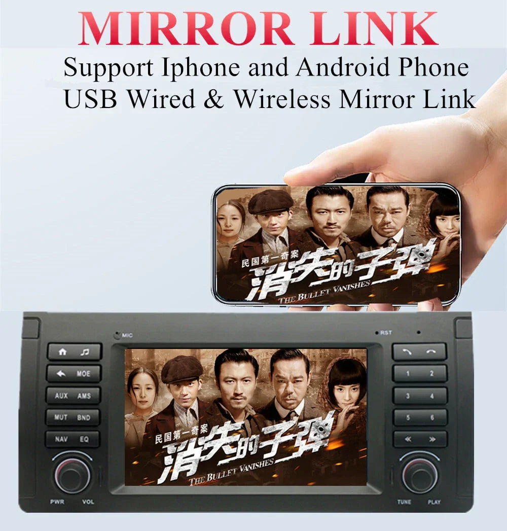 Wireless 7'' Carplay Navigation for BMW M5 E39 E38 E53 X5 (1995-2006)