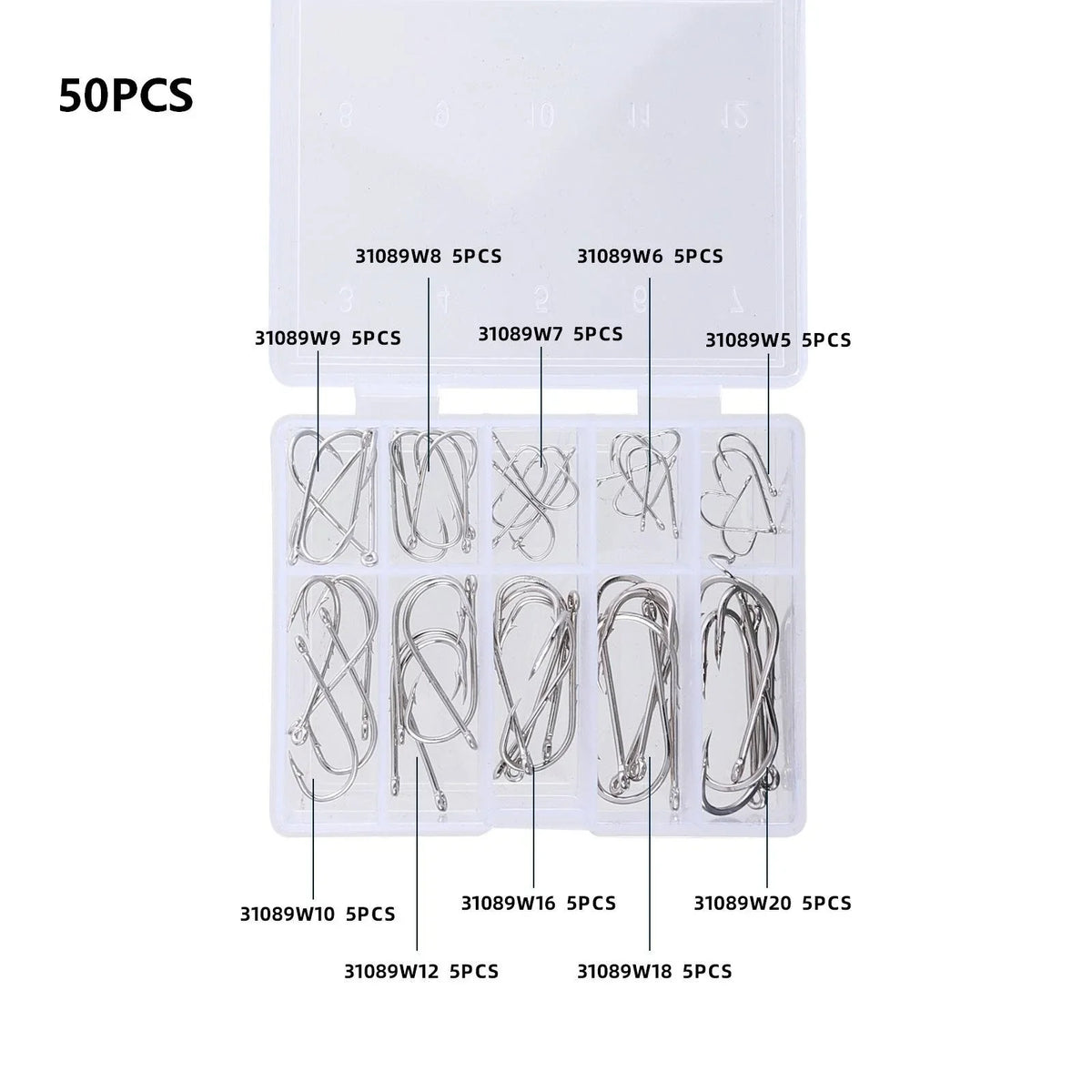 100pcs Double Barb Surf Fishing Hooks Long Shank Saltwater Silver