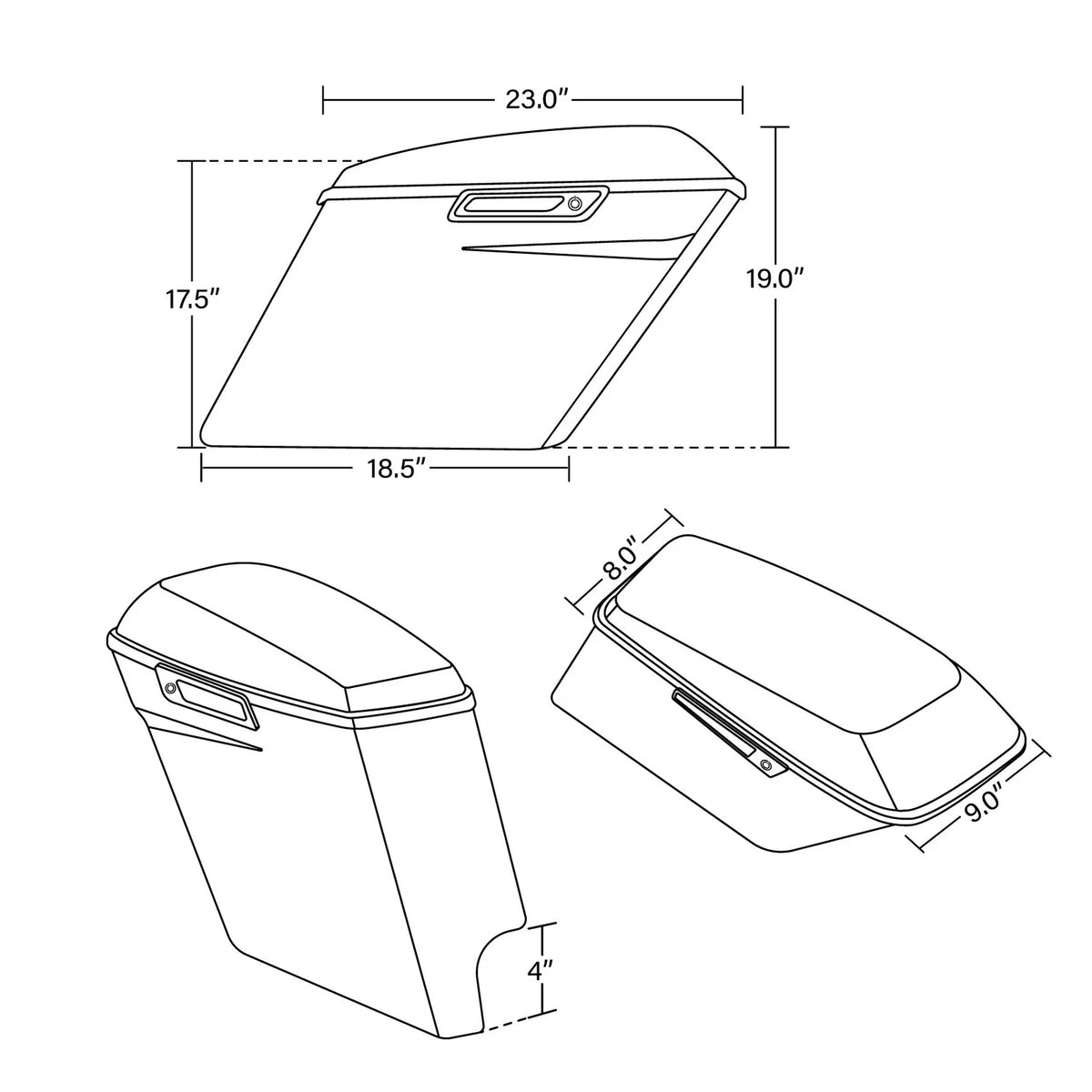 Stretched 5" Saddlebags for Harley Road Glide Touring 2014-Present
