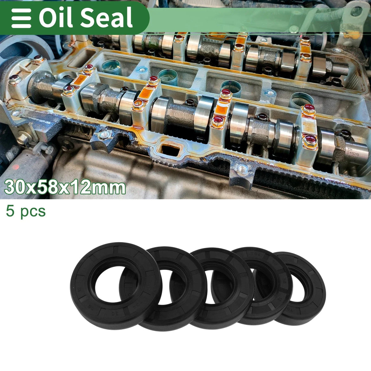 Oil Seal   - 30x58x12mm NBR Rubber Black