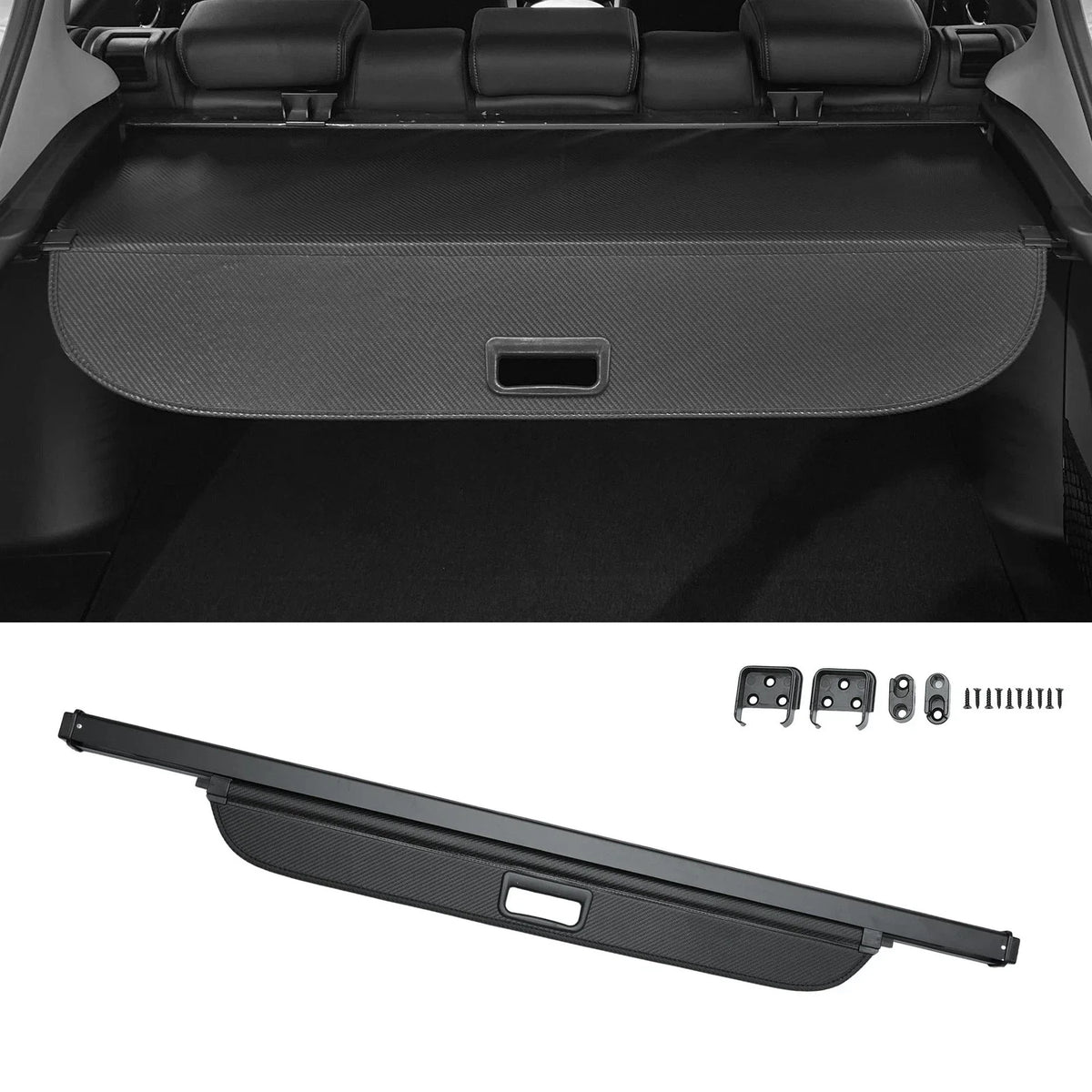 Retractable Cargo Cover for Kia Soul (2008–2013) - Carbon Fiber Pattern Black