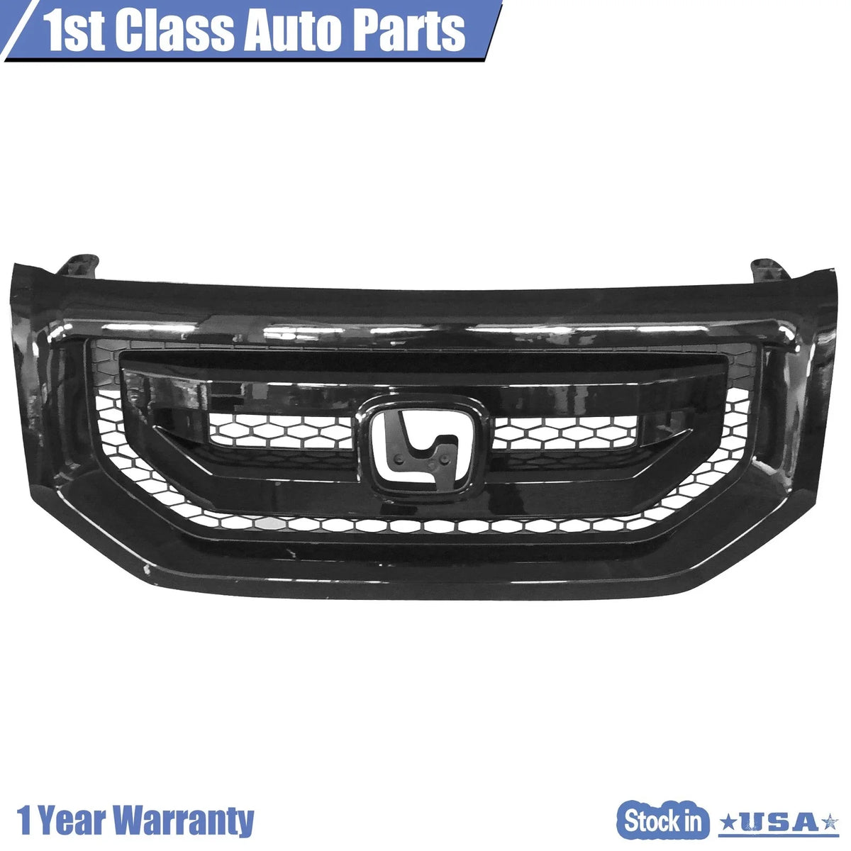 Front Bumper Upper Grille for Honda Pilot (2009–2011) All Black