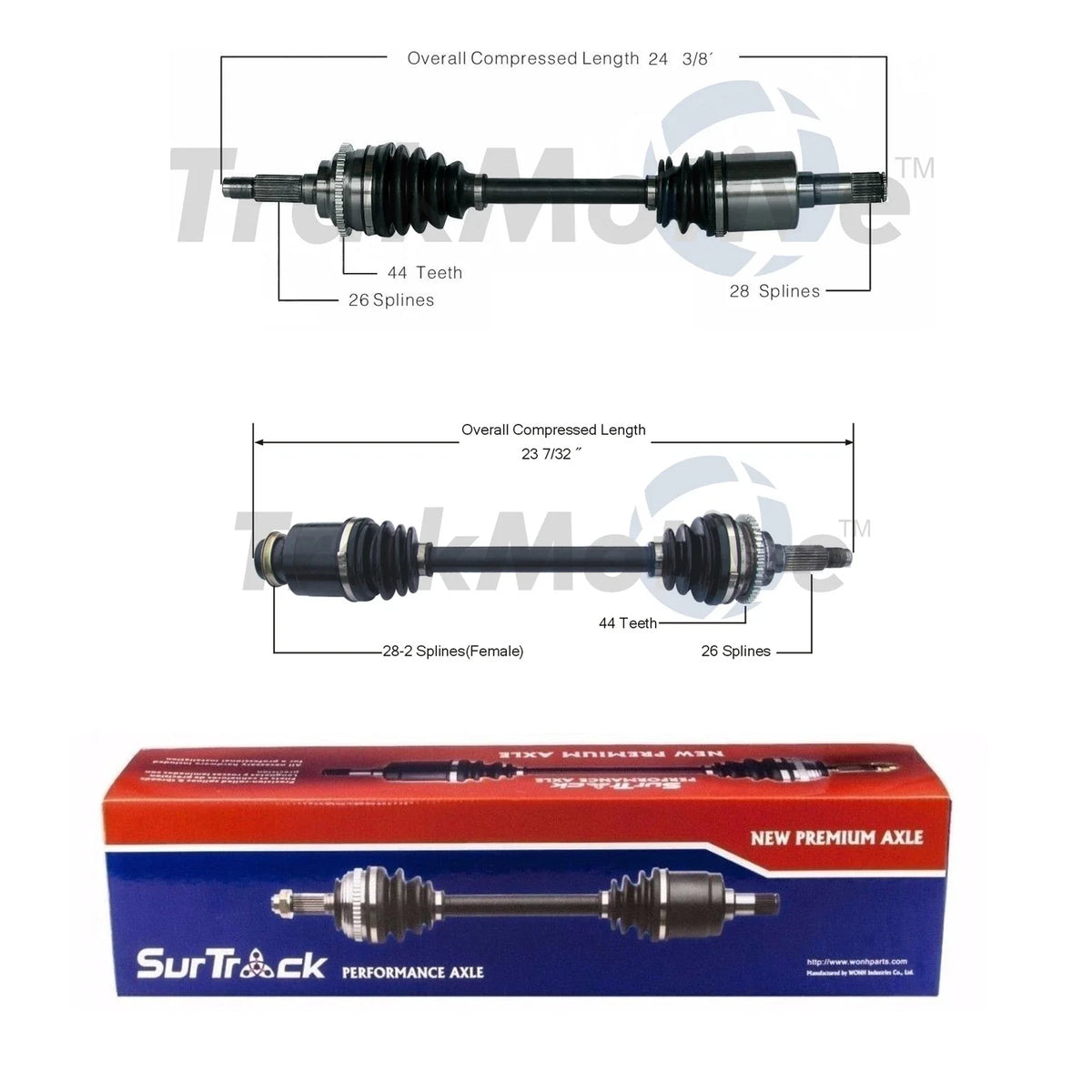 Set of 2 Front CV Axle Shafts for Mazda Protege (2003–2003)