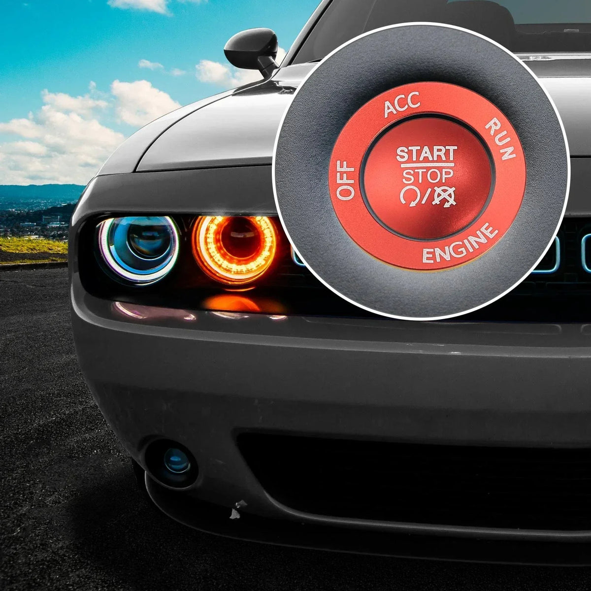 Engine Push Start Button Sticker Kit for Dodge Charger Challenger 2015-2023