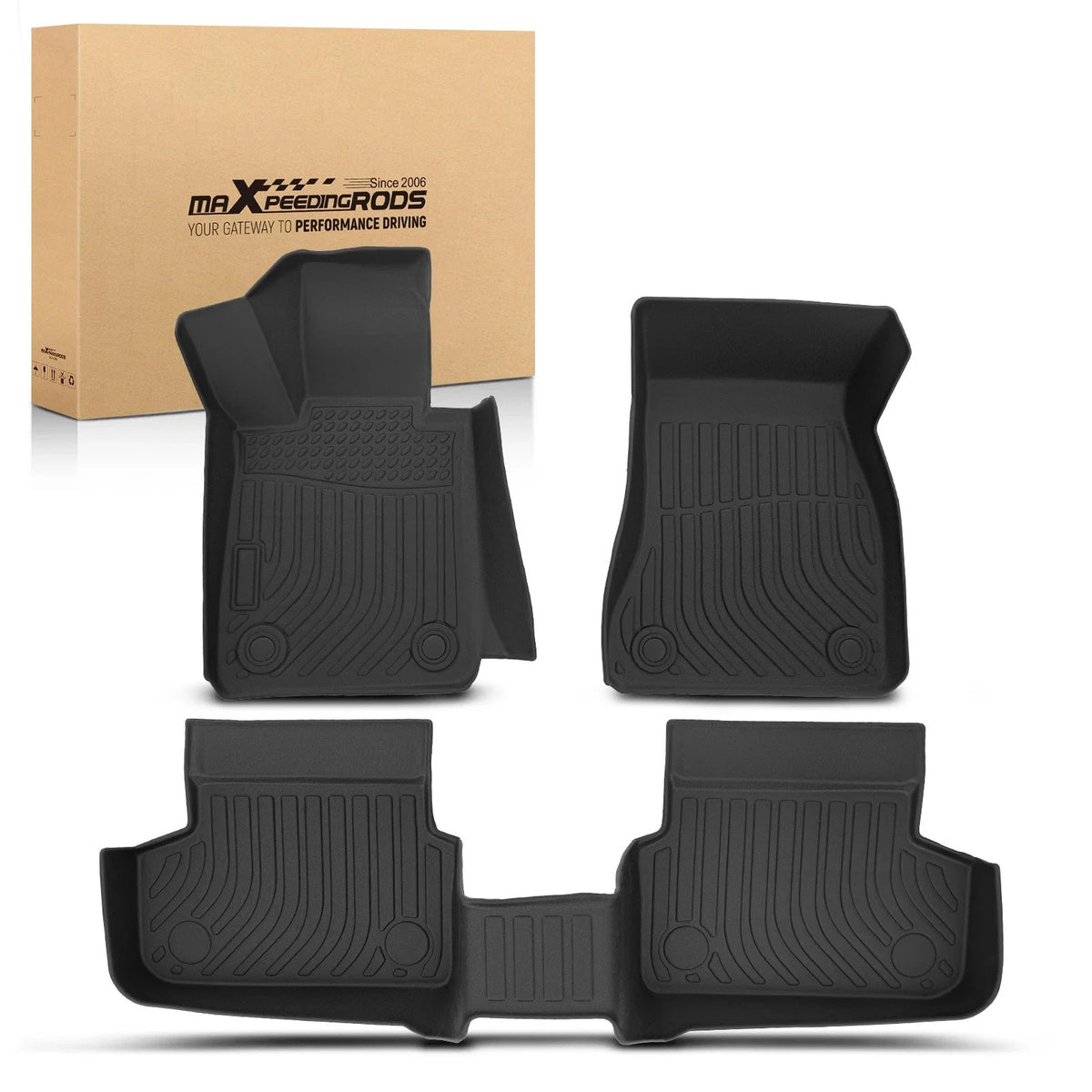 Set of 4 Black TPE All-Weather Floor Mats for BMW 5-Series (2017–2023)