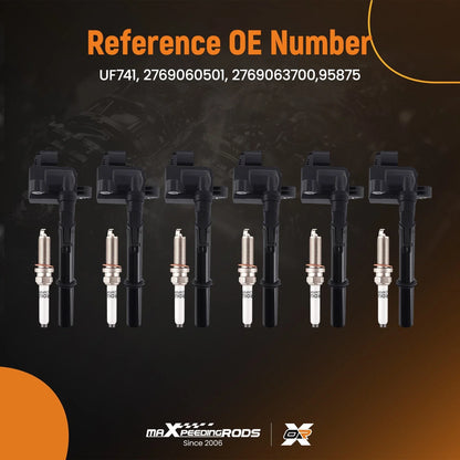 6X Ignition Coils + Spark Plugs for Mercedes E350 W212 S212 V6 3.5L (2014–2016)
