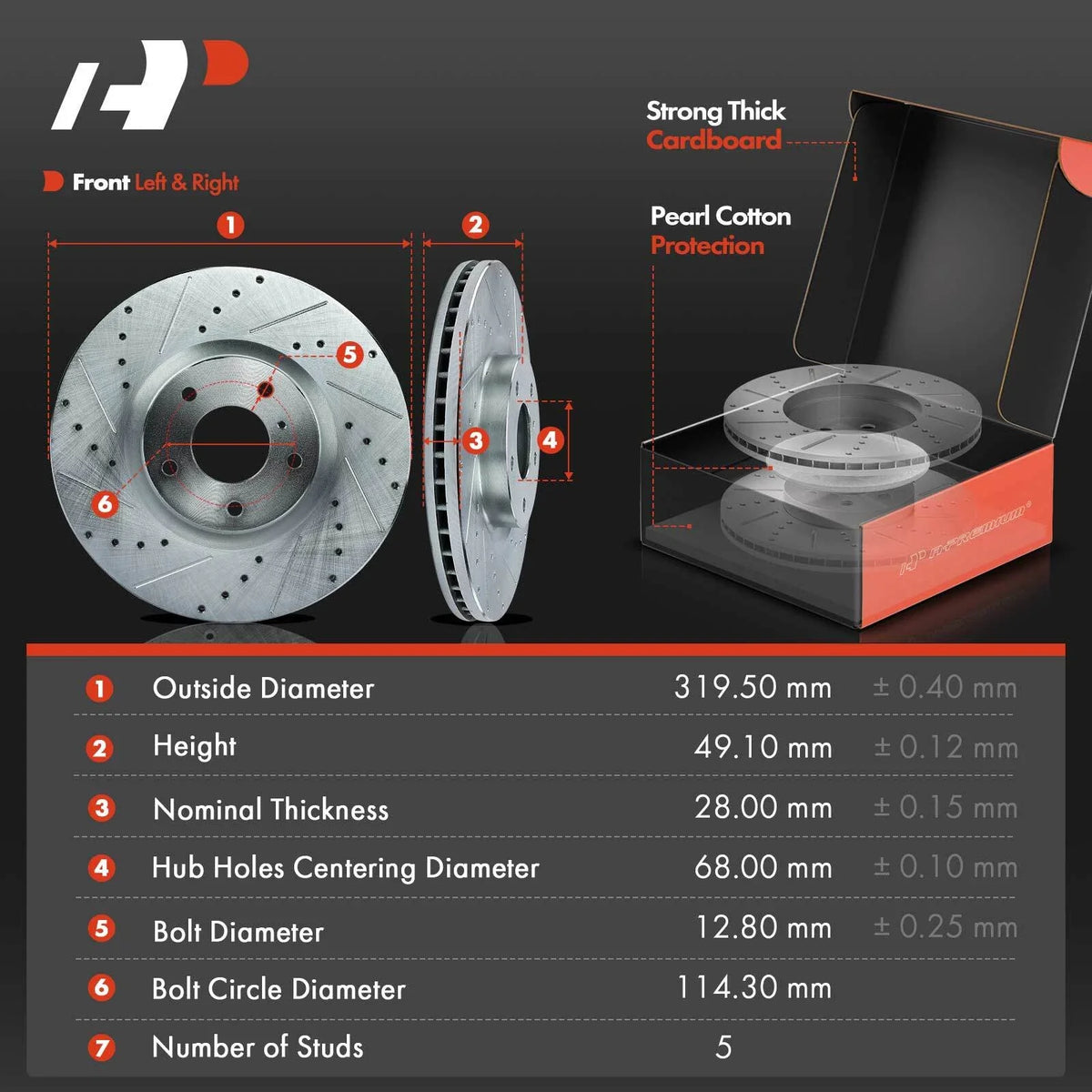 Drilled Brake Rotors with Pads Set for Nissan Murano