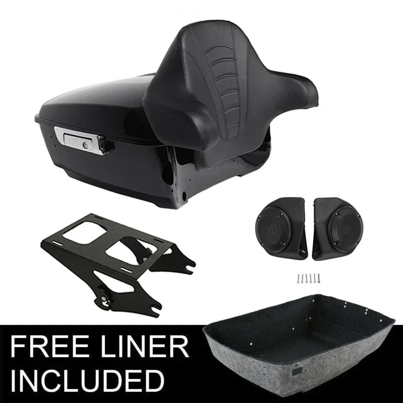 Backrest Pad with Speakers Mount Rack for Harley Touring FLHT 2014-2026