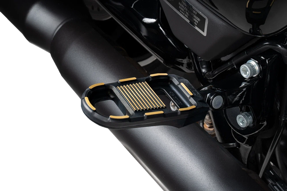 Black/Gold Adjustable Foot Pegs for Drag Specialties Motorcycles