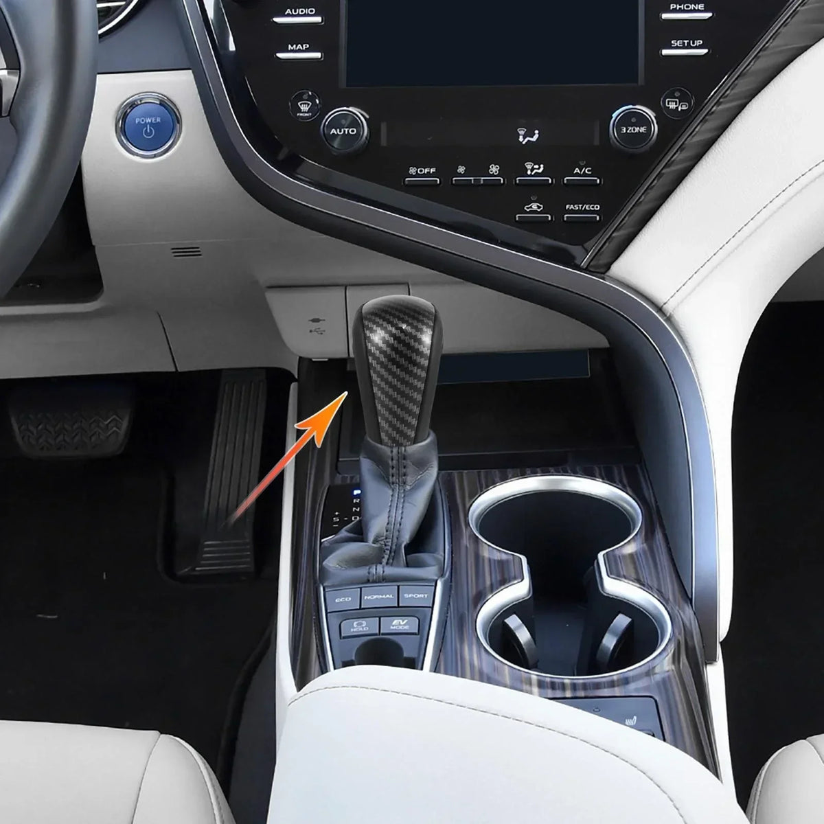 Gear Shift Knob in Faux Leather with Carbon Fiber Look for Toyota Lexus