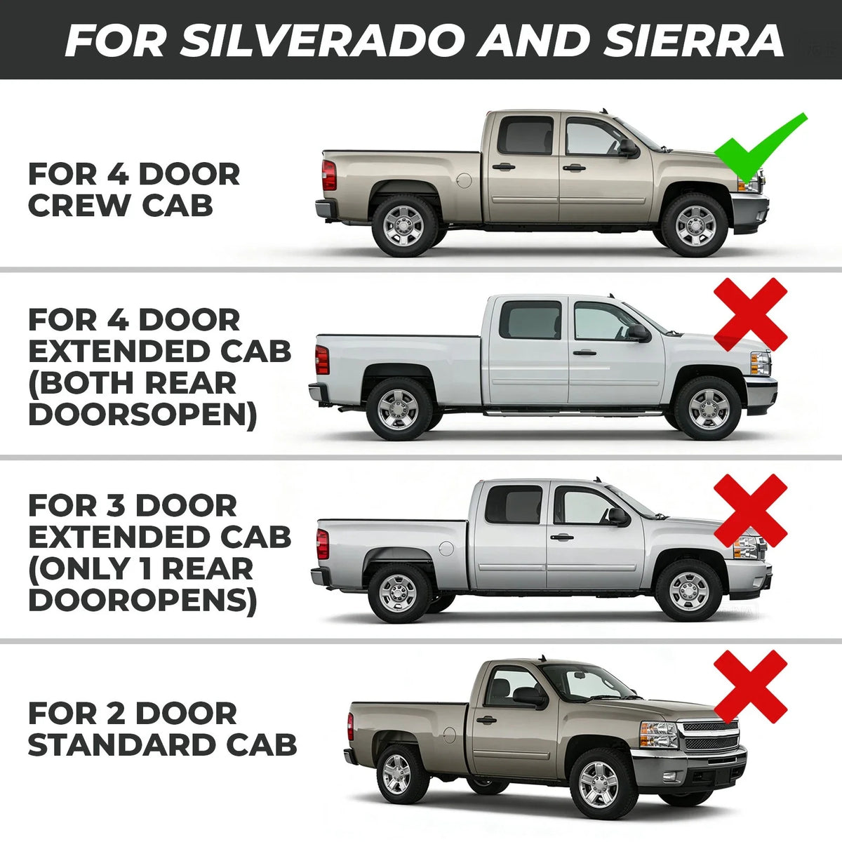 Outer Inner Rocker Panels & Cab Corners for Silverado Sierra 1500 (1999–2007)