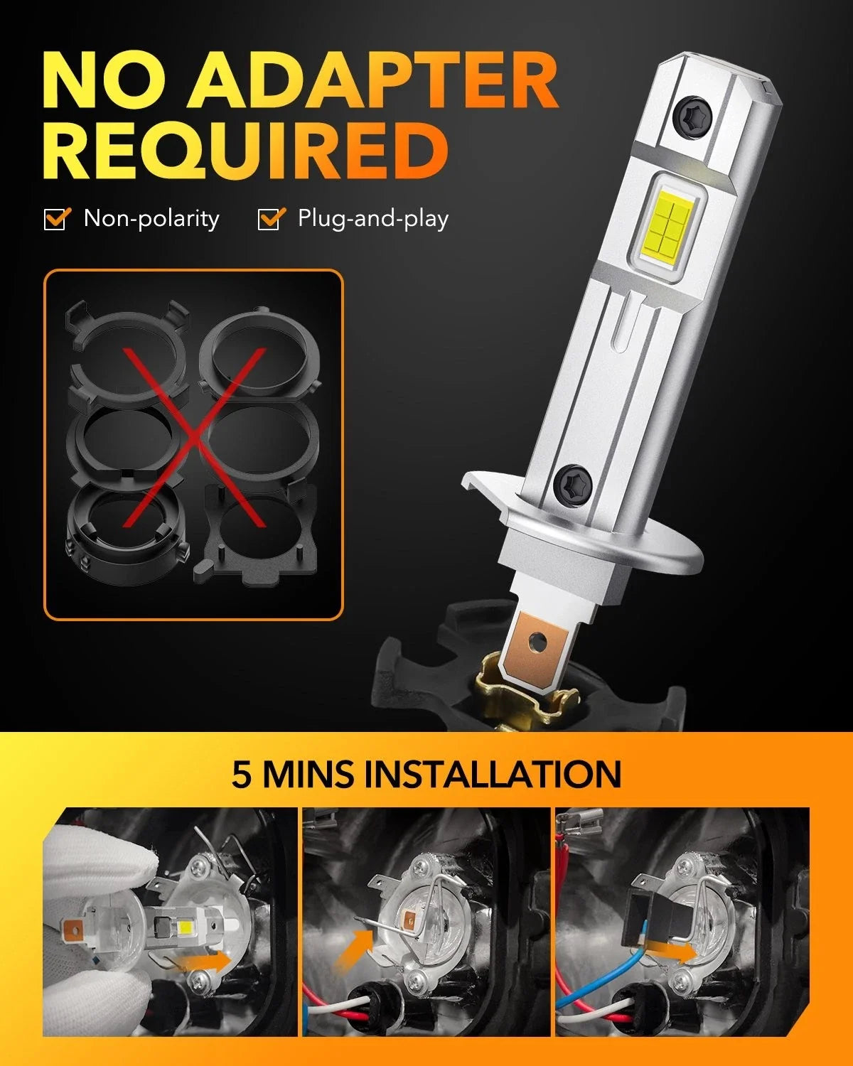 2X H1 LED Headlight Bulbs Conversion Kit 6500K OXILAM for