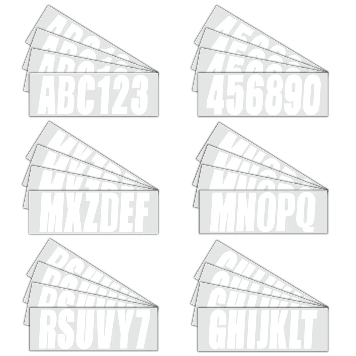 Set of 4 White Decals for Boat Registration Letters A-Z & Numbers 0-9