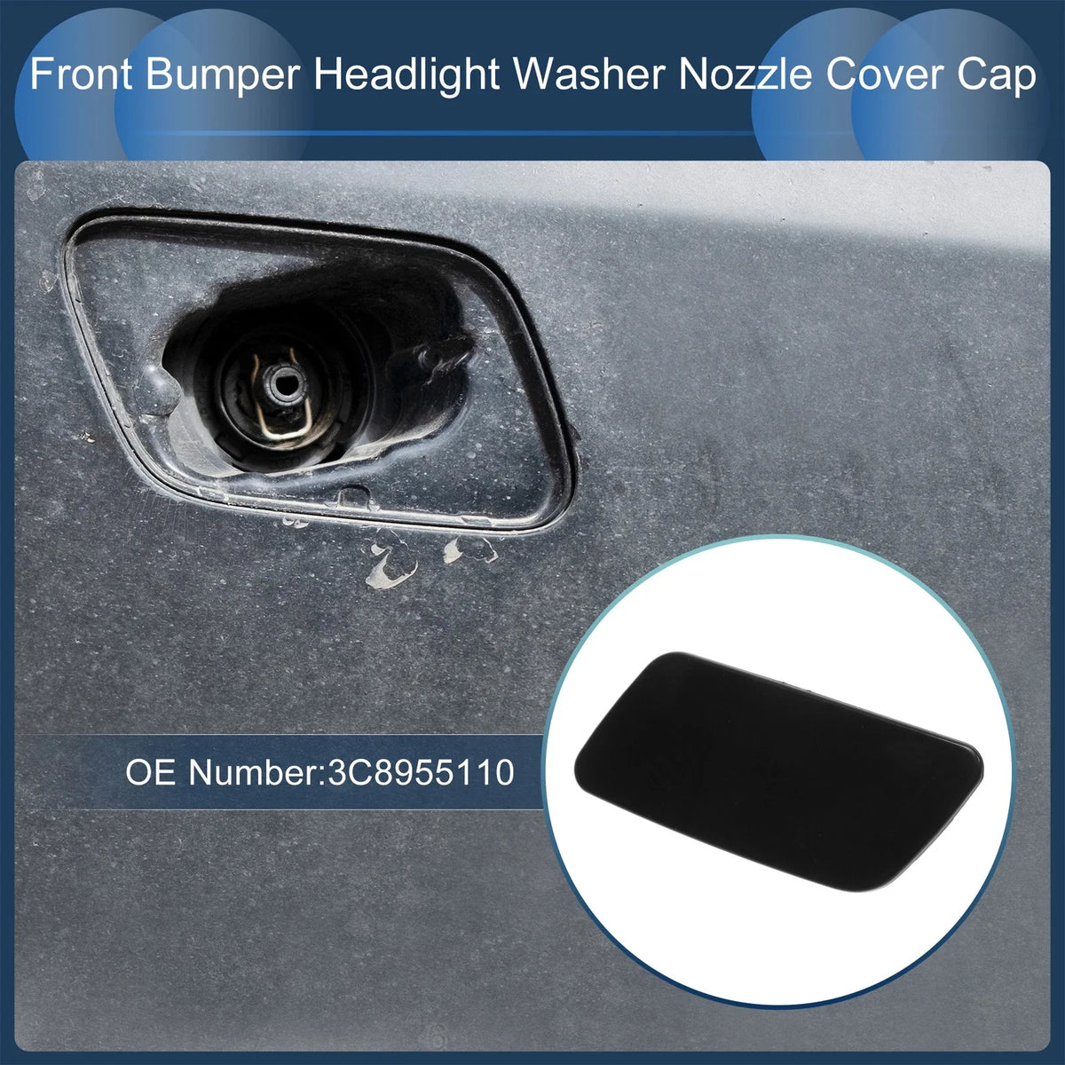 Front Right Washer Nozzle Cover Cap for Volkswagen Passat CC (2008–2012) Black