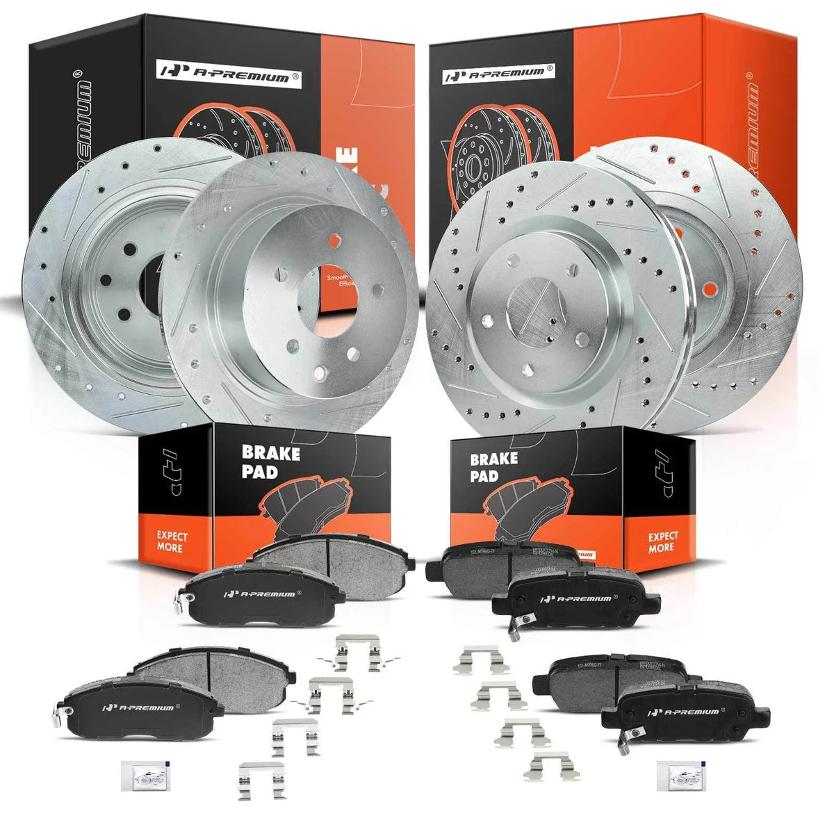Front & Rear Drilled Brake Rotors & Ceramic Pads for Nissan Sentra (2007–2012)