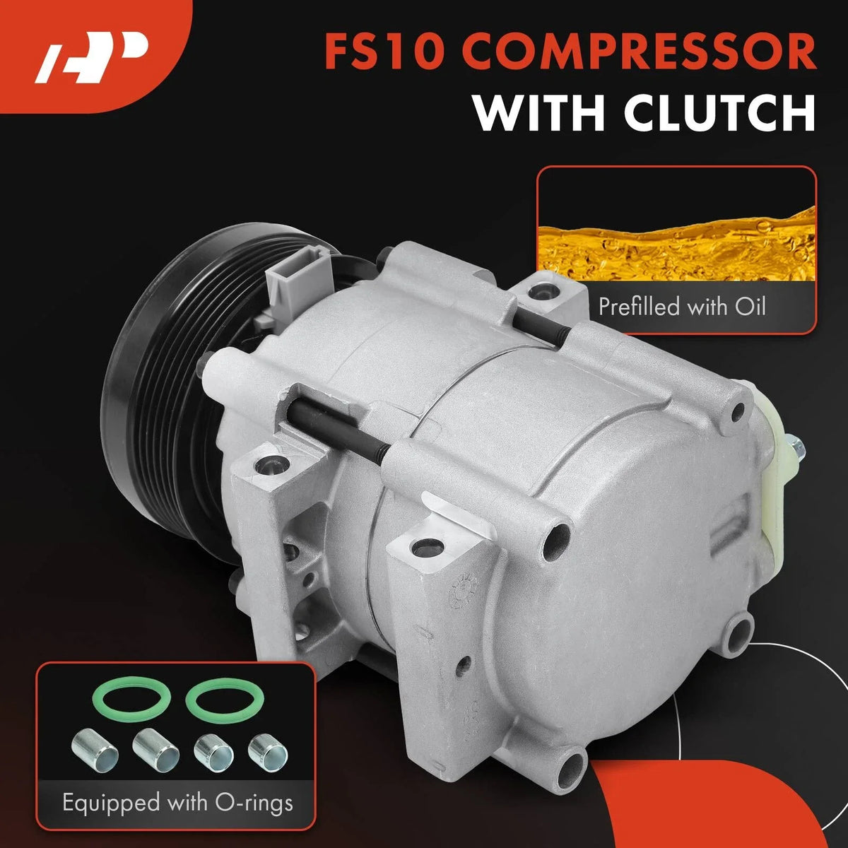 A/C Compressor with Clutch for Ford E-150 E-250 1997 to 2001