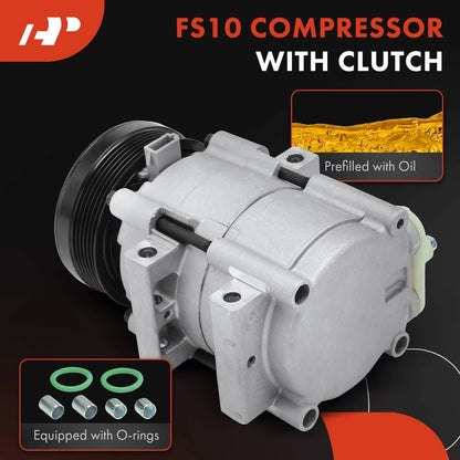 A/C Compressor with Clutch for Ford E-150 E-250 1997 to 2001