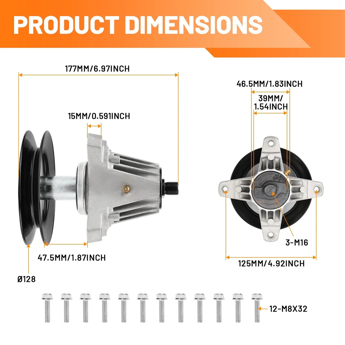 3 Deck Spindle Assembly 618P09256 for Cub Cadet ZT1-50 (2019–2023)