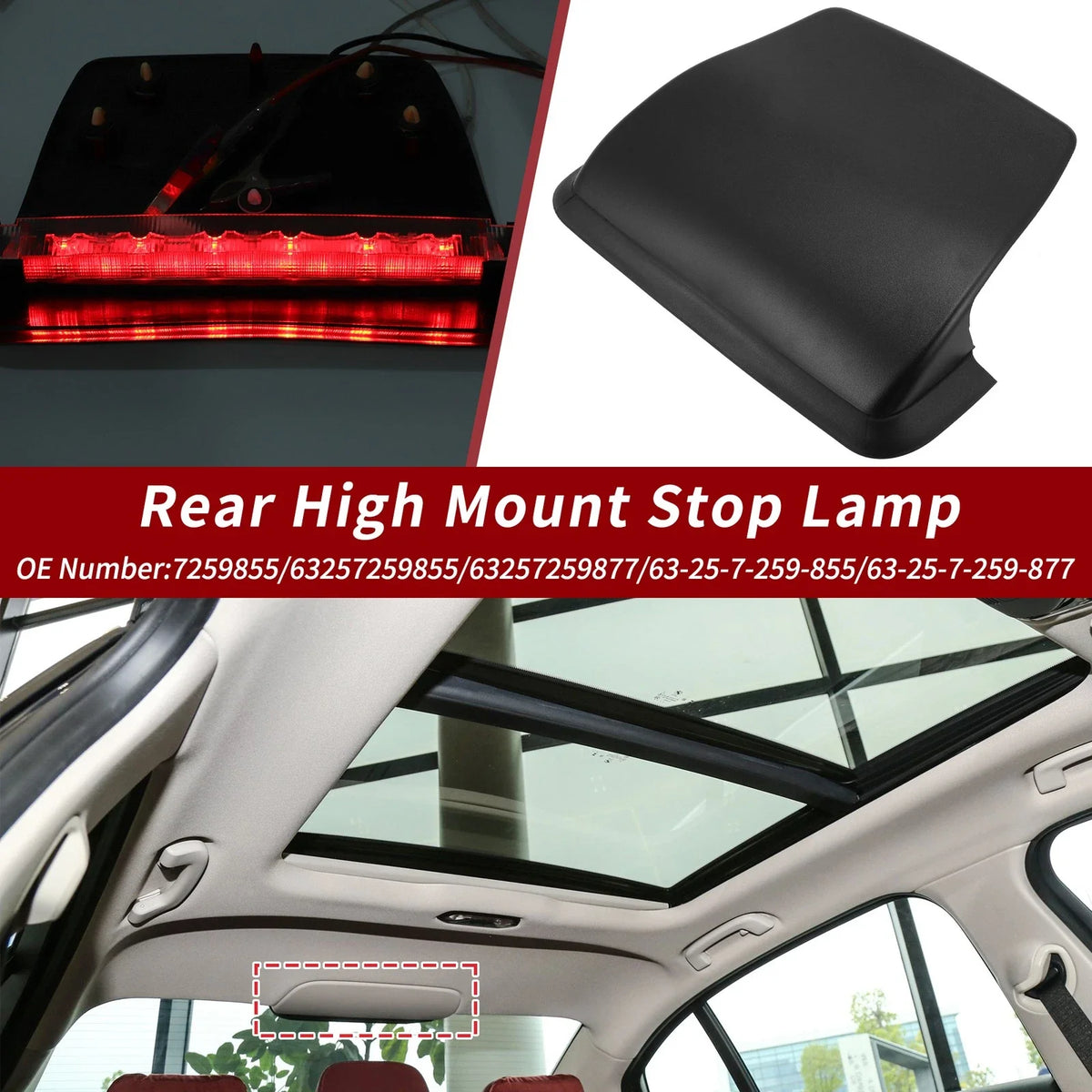 Red LED Third Brake Light for BMW 3 Series F30 (2012–2019) 7259855