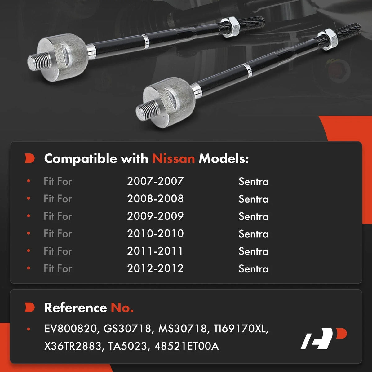 Steering Tie Rod End Set (2X) for Nissan Sentra 2007-2012 Front