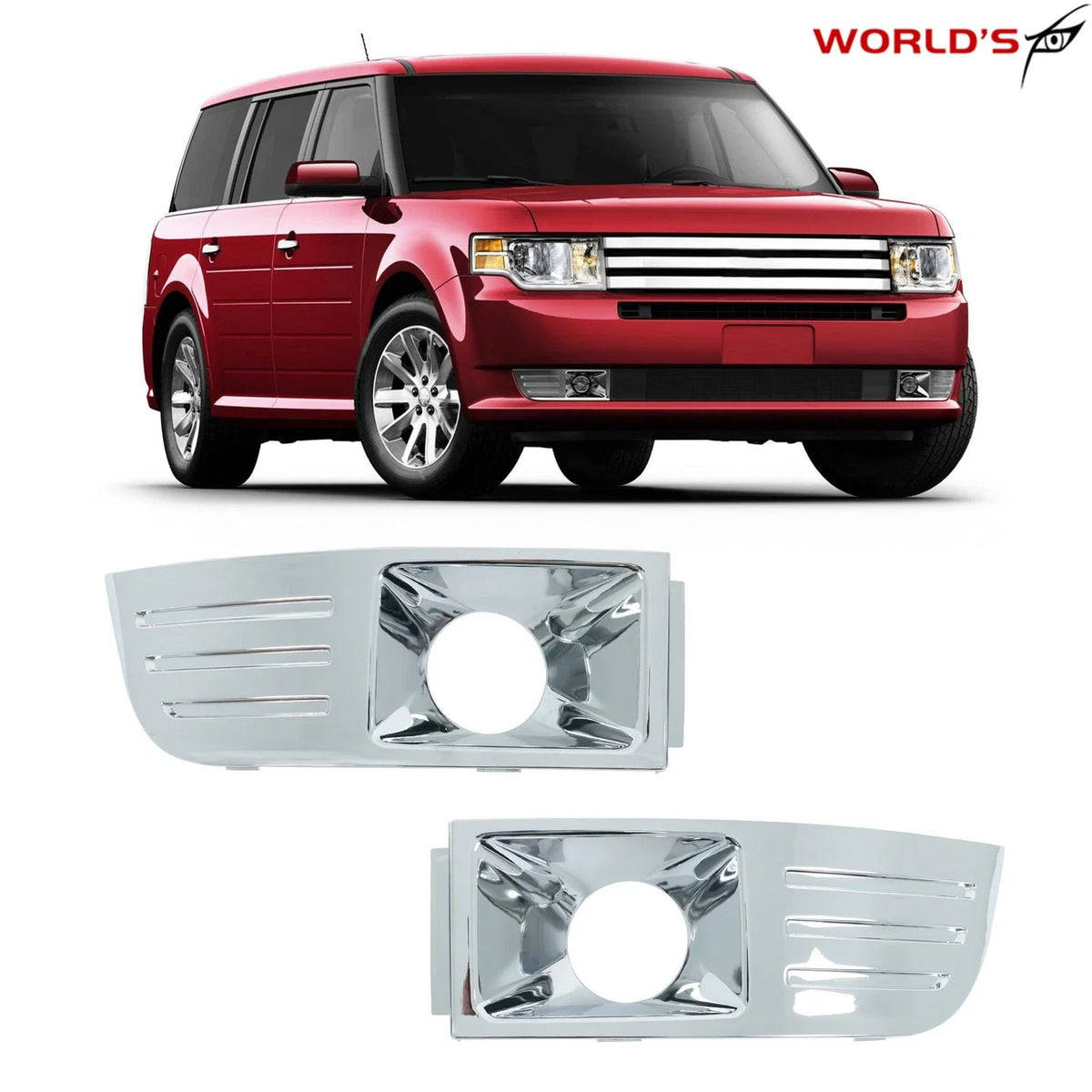 Set of 2 Fog Light Trim Covers for Ford Flex (2009–2012) Chrome