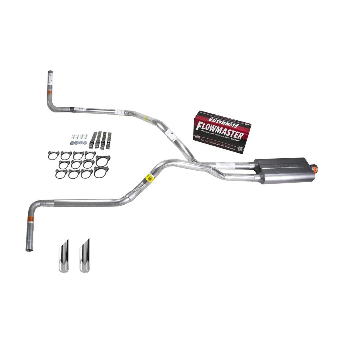 Dual Exhaust 2.5" Pipe for Silverado 1500 2007–2013 (Flowmaster 50 SW Tip)