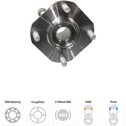 Wheel Hubs for Nissan Sentra (2007–2012) Front LH RH 4 Lug w/ Bearing 4-Wheel ABS