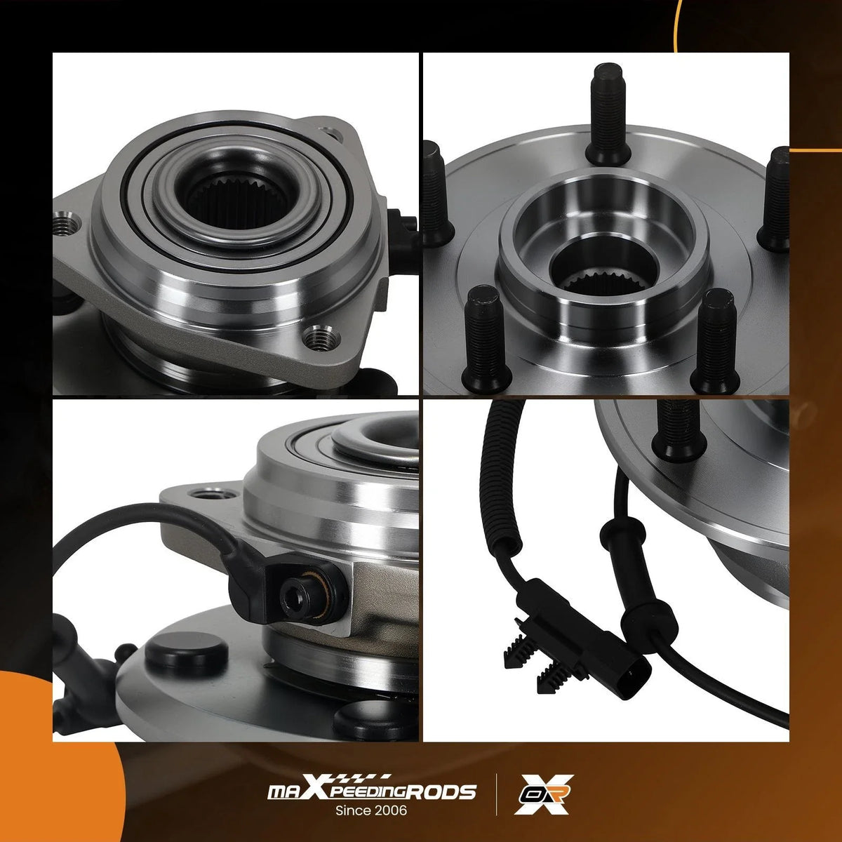 Front Wheel Hub & Bearing Assembly (2X) w/ABS for Jeep Wrangler 2007–2010