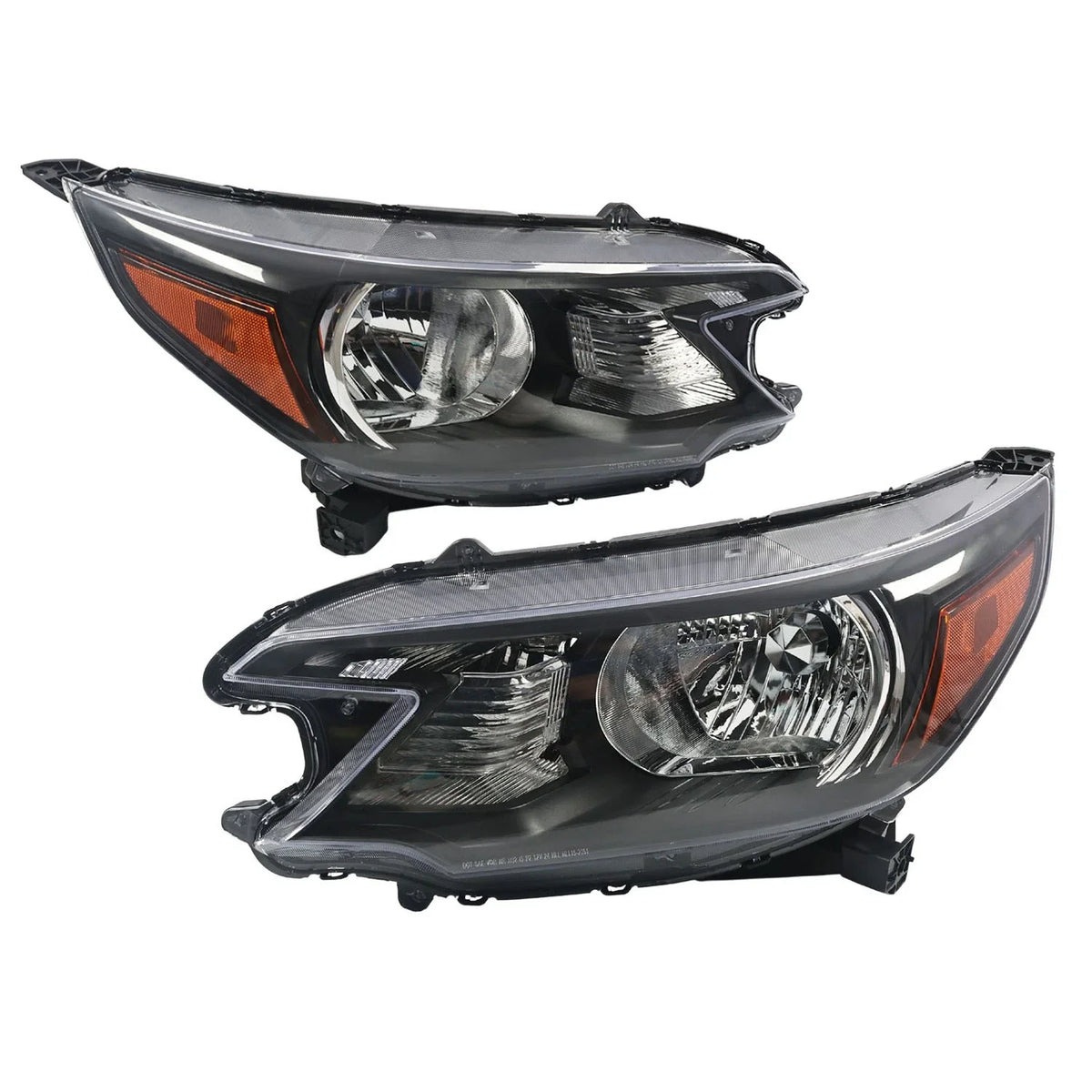 Pair of Headlamp Assemblies for Honda CR-V (2012-2014) Halogen Black