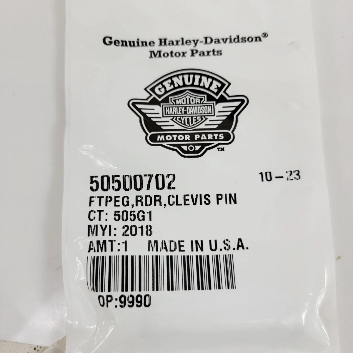 Footpeg Rider Clevis Pin OEM 50500702 for Harley-Davidson