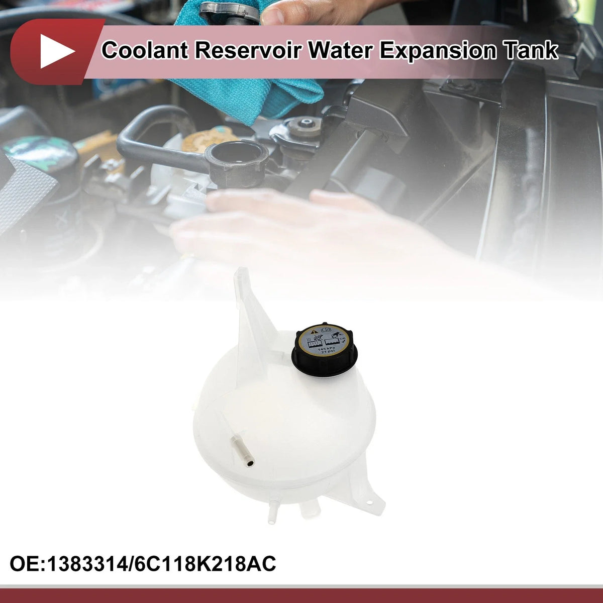 Coolant Expansion Overflow Tank with Cap No. 1383314 for Ford Transit MK7 (2006–2014)