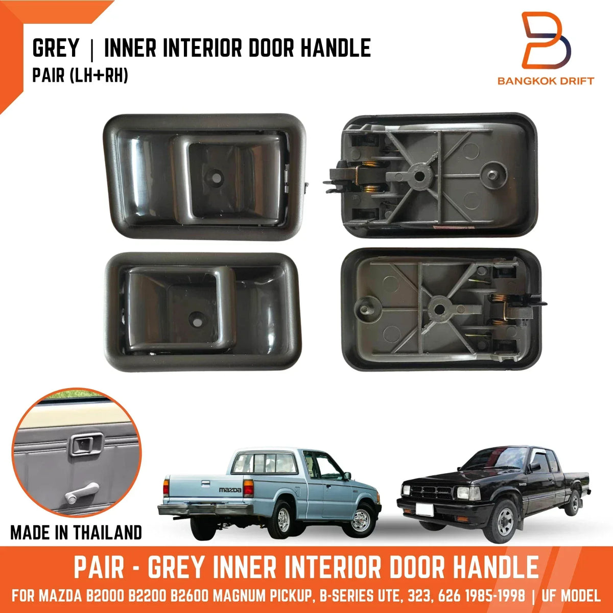 Grey Inner Door Handle for Bravo B-Series 323 626 Mazda (1994-2006)