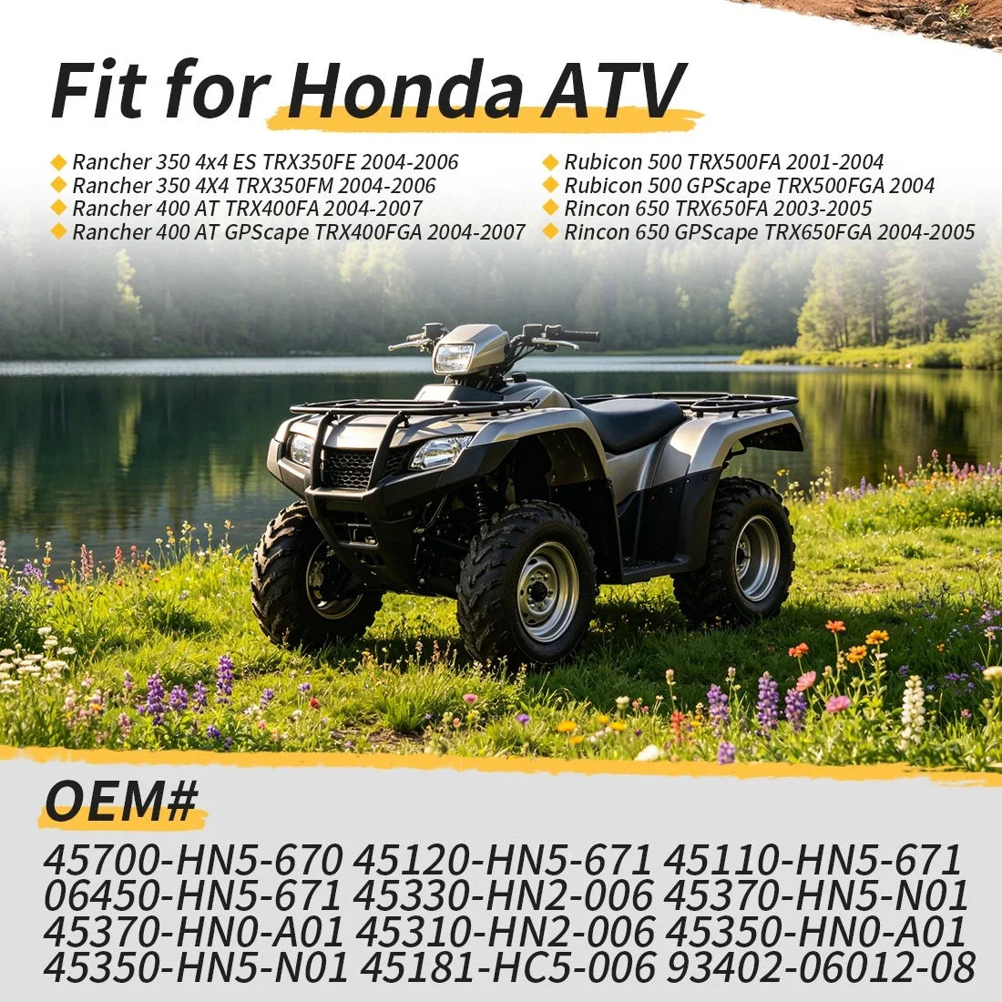 Wheel Cylinder & Front Brake Drum Plate Kit for Honda Rincon 650 2003-2005