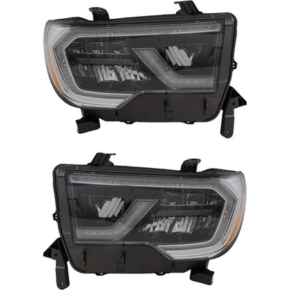 Headlight Set for Toyota Sequoia (2018–2022) with Bulbs LED