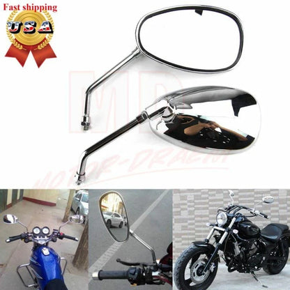 10MM Chrome Rearview Mirrors for Honda CB350 450 550 600 650 750 900 (1968–1982)