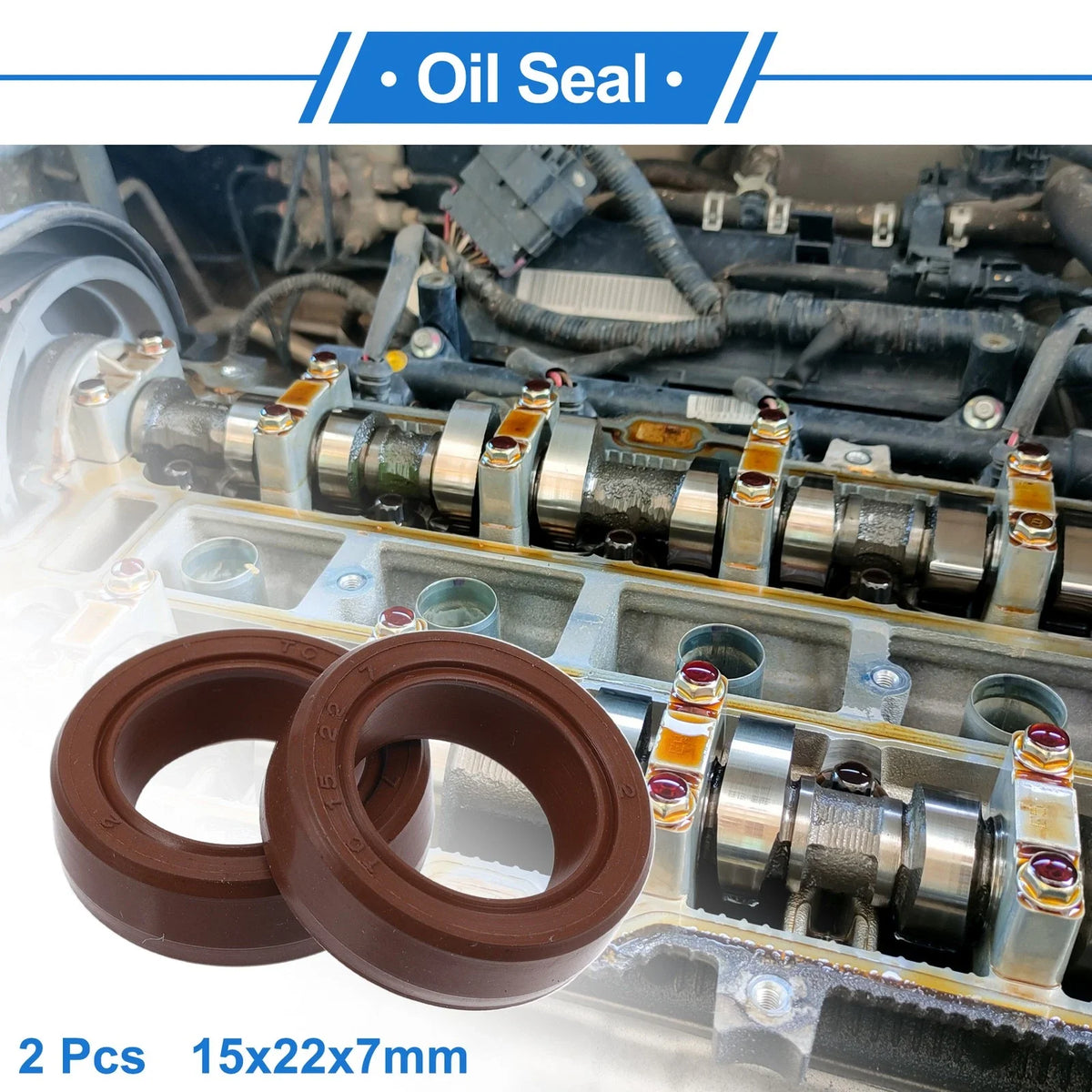 2X Oil Seal Rotary Shaft Seal for Various Models (15x22x7mm) FKM Rubber