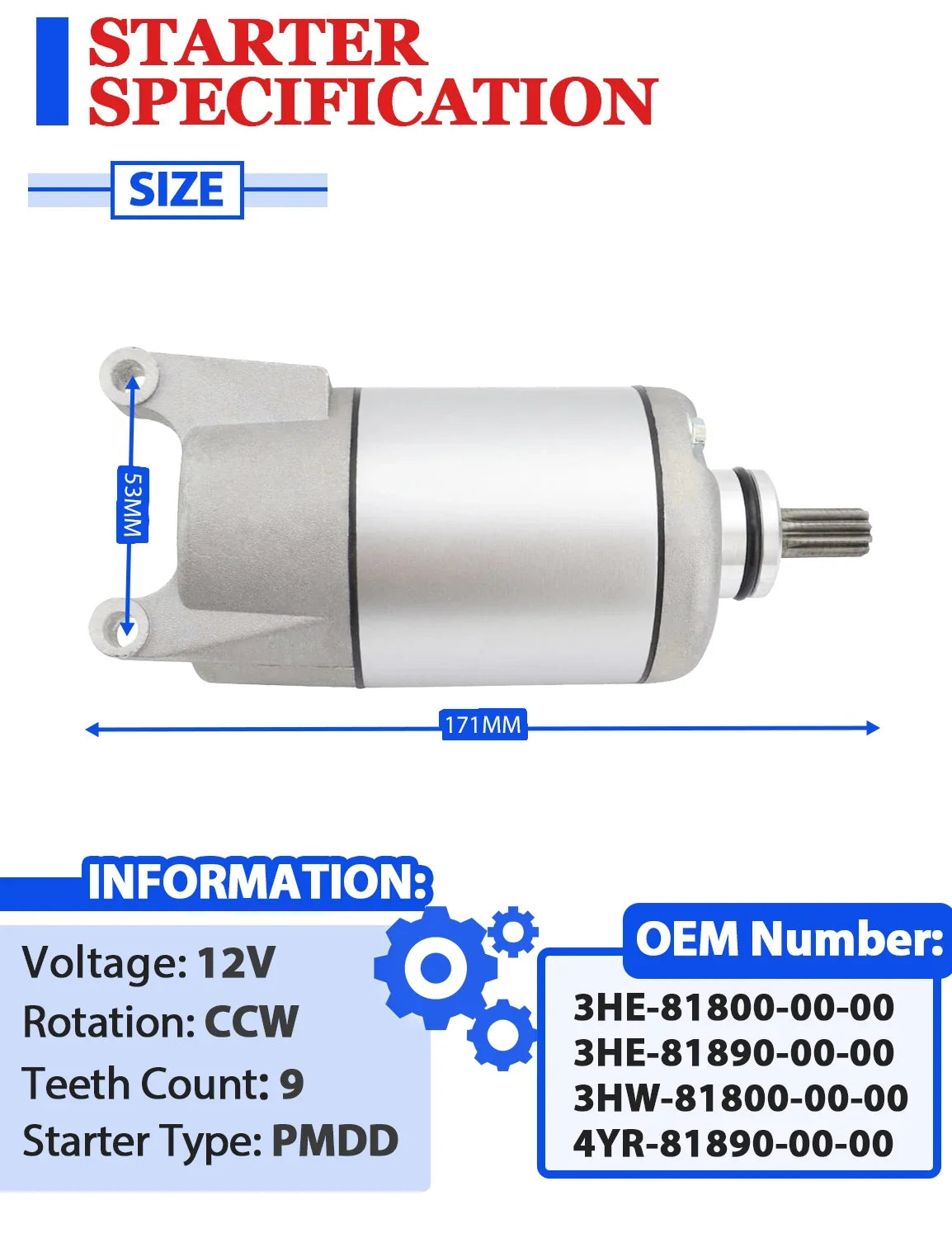 Starter for Yamaha Bruin 350 (2004–2006) with Solenoid Relay