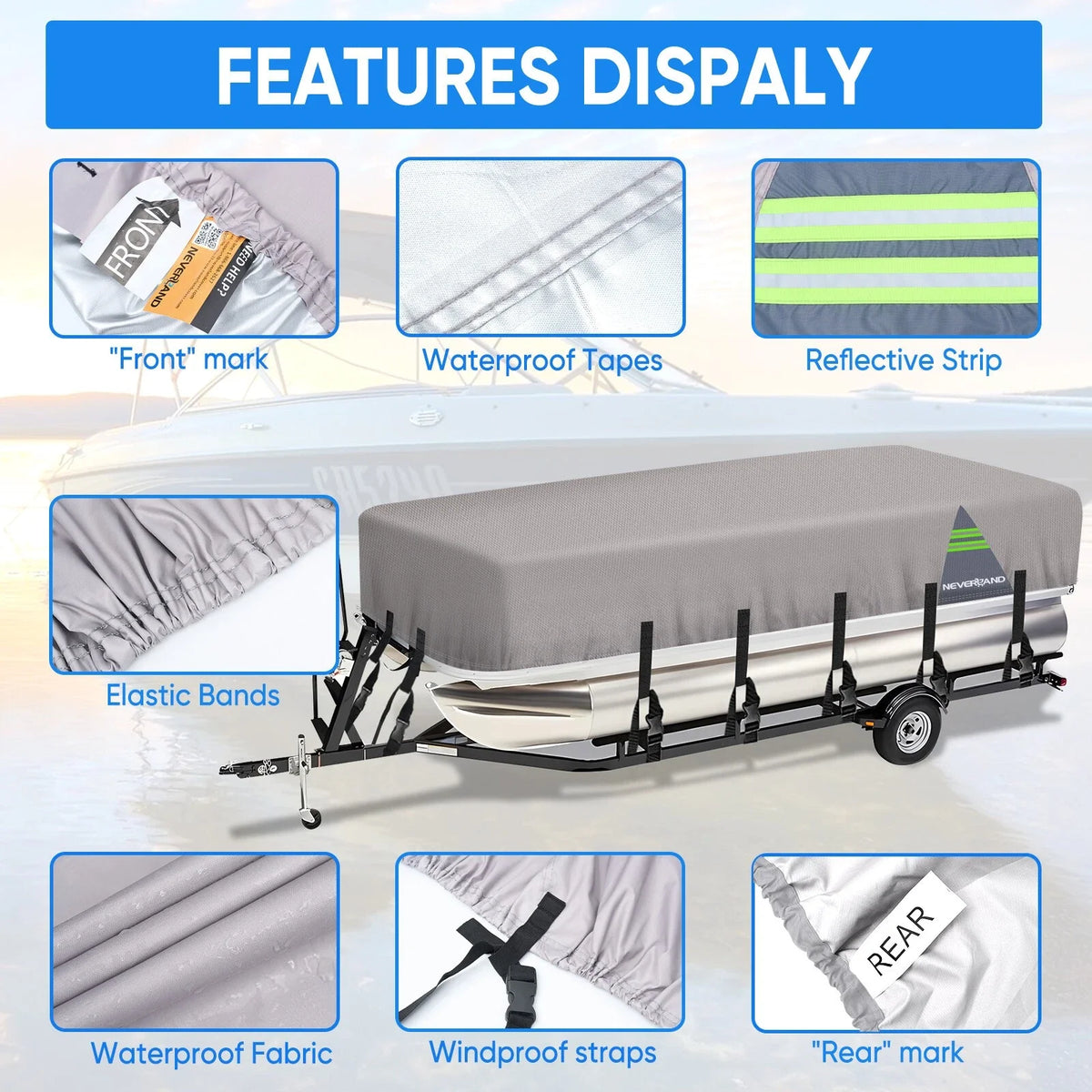 Heavy Duty Waterproof Cover for 104" Pontoon Boat - UV & Rain Protector