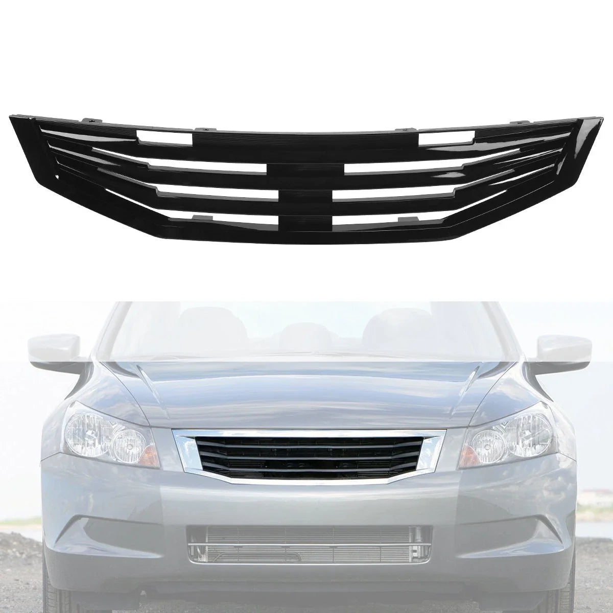 Black Horizontal Front Grille Mugen Style for 2008–2010 Honda Accord