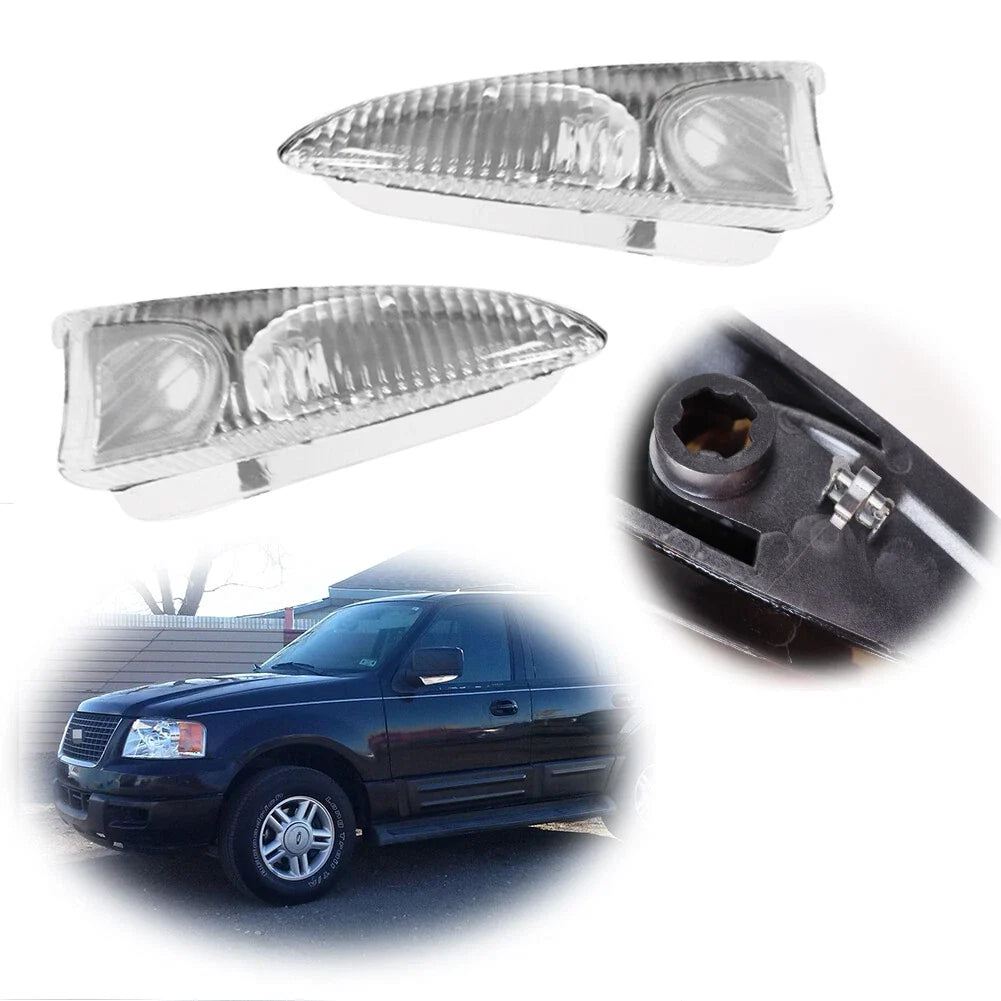 2 Chrome Side View Mirror Turn Signal Light Covers for Ford Expedition, Navigator