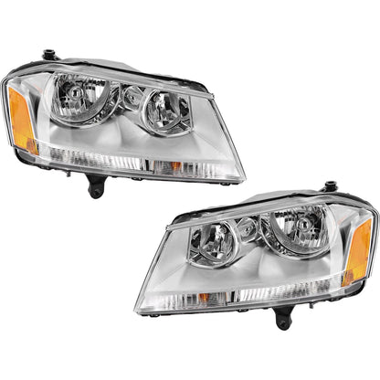Headlight Assembly Set of 2 for Dodge Avenger (2008–2014) with Bulb