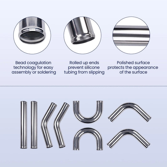 2.5" Aluminum Turbo Intercooler Pipe Tube Kit for Universal (All Models)
