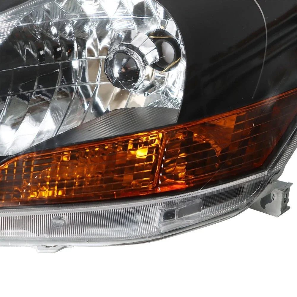 Replacement Headlight Set LH+RH Black Halogen Clear for Yaris 2007-2012