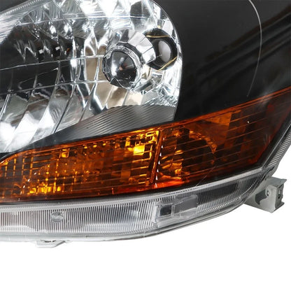 Replacement Headlight Set LH+RH Black Halogen Clear for Yaris 2007-2012