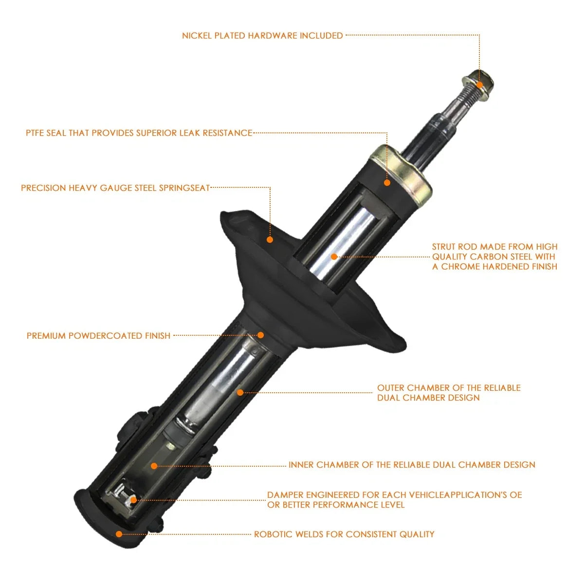 2-Piece Shock Absorber Set for Jeep Grand Cherokee Commander 2005-2010