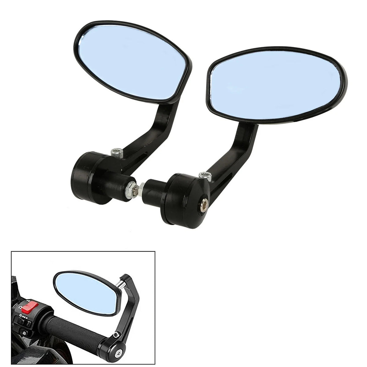 22mm 7/8" Bar End Rearview Mirrors for Harley Honda