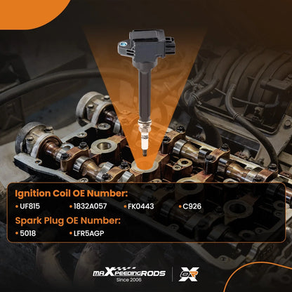 3 Ignition Coils + Spark Plugs for Mitsubishi Mirage L3 1.2L (2014-2015)